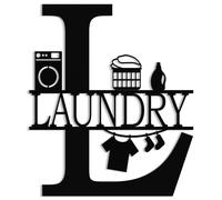 XORT Laundry Room Decor Sign, Vintage Metal Laundry Sign Wall Art for Modern Home, Kitchen, Bathroom Hanging Decoration. (12 x 14 inch, Black - Laundry Sign)