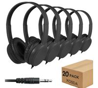 XOSDA Bulk Headphones for Classroom 20 Pack for Kids Students K-12, Wholesale School Durable Wired Earphones for Teachers Teens Chromebook Computer Laptop(LS30,Black)
