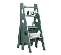 XOTAK Ladder Chair Wooden Ladder Stool 4 Steps, Folding Stepladder Stairway Chair Multifunction Library Climb Ladder Step Stool Bookshelf for Storage and Display