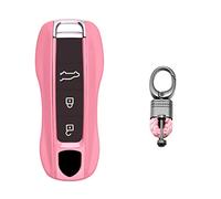 Xotic Tech Pink Remote Key Covers Case w/Keychain, Compatible with Porsche Cayenne Cayman Panamera 971 Macan Taycan 911 991 918 Carrera 992, 3PCS Smart Key Fob Painted Keyless Entry Protectors