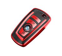 Xotic Tech Red TPU Grainy Leather Texture Key Fob Shell Cover Case, Compatible with BMW 1 2 3 4 5 6 7 Series X3 X4 M2 M3 M4 M5 M6 F12 F20 F21 F22 F25 F30 F31 GT3 Z4 4-Button Smart Keyless Entry Key