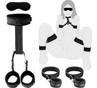 XoticPlay Premium Restraint Set - Adjustable Wrist & Thigh Cuffs, Leg Straps, Collar, Blindfold, Neck to Wrist Bondage for Women, Ideal for Couples Play & Sensory Exploration