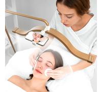 XoTiq LED Half Moon Floor Light for Eyelash Extensions,Foldable Half Moon Light for Lashes, Adjustable Brightness & Height & Warm for Tattoo Artists, Nail Techs, Estheticians gold