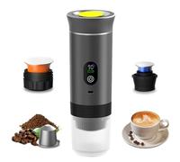 XoTiq Portable Electric Espresso Machine with Display Screen, Type-c Usb Port, 3-In-1 Travel Coffee Maker, Compatible with Large and Small Capsules, Suitable for Camping, Travel and Home Use. gray