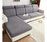 xotoa All-Season Stretch Sofa Cover, Universal Fitted Couch Slipcover,Non-Slip Furniture Protector For Sectional Sofa(Lightgray,IncreaseLcode[65-85cm*135-165cm])