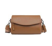 xotoa Top Layer Cowhide Flap Small Square Bag, Medium Soft Cowhide Shoulder Messenger Bag, Urban Simple Women's Bag(Lightbrown)