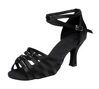 XOUSAEKM Ladies Sandals Low Heel Latin Dance Shoes Sparkly Tango Ballroom Salsa Dance Practice Performance Dancing Shoes Elegant Comfortable Ankle Strap Sandals For Women Trendy Summer Sandal