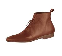 XOUSAEKM Women'S Soft Leather Lace Up Ankle Boots Pointed Toe Chelsea Boots
