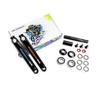 XOUX Titan BMX Crankset 180mm - 3-Piece Gloss Black Cr-Mo Cranks with 19mm Spindle & Sealed American BB - Retro BMX & Cruiser Compatible