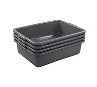 Xowine 4-Pack 13 L Gray Commercial Bus Tubs, Plastic Shallow Washing up Bowl