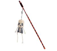 xowwyue Cat Teaser Toy | Halloween Kitten Stick Toy | Exercise Cat Teaser Wand with Pumpkin Ghost for Training, Boredom Reduction, Indoors, Outdoors