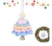 xowwyue Crochet Christmas Tree Ornaments, Crocheting Christmas Tree Ornaments with Bell for Holiday, Decorative Holiday Props, Table Centerpiece for Living Room Bedroom Windowsill Mantelpiece