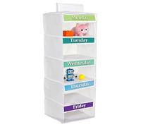 xowwyue Days Of The Week Clothes Organizer,5-Shelf Clothing Storage - Kids Weekly Clothes Organizer - for School Classroom Dorm Home Closet Wardrobe Door Baby Teen Girls Men Adults