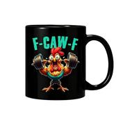 xowwyue F-CAW-F Funny Chicken Mug, 325 Ml Ceramic Coffee Mug with Rooster Motif for Chicken Lovers, Cute Animal Tea Cup for Halloween, Holidays, Christmas, Birthdays