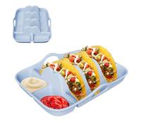 xowwyue Taco Plates with Dividers, Serving Tray Taco Shells Holder, Reusable Snacks Plates with Dipping Sides for Home Tuesday Barbecue Camping Picnic Party Supplies