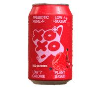 XOXO Red Berries Prebiotic Soda - Low Sugar Alcohol Free Soft Drink, Case of Six Cans