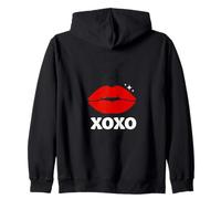 XOXO Red Lips Cute Minimal Romantic Valentines Design Zip Hoodie
