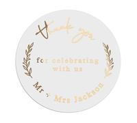 XOXOKristen Round Custom Gold Foil Thank You for Celebrating with us Labels, Personalised Clear Mr and Mrs Stickers for Wedding Favours, Rose Gold, Silver,Black Labels for Gift Bags, Jars, Candy