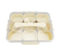 XoYixoYi Divided Serving Tray with Lid and Handle 9 Compartments Plastic Clear Fruit Veggie Platters for Party Entertaining Picnic