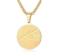 XOYOYZU Basketball Number Necklace for Men Gold Stainless Steel I Can Do All Things Pendant Sport Jewelry Basketball Gifts for Men, Stainless Steel, basketball necklace