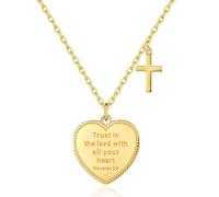 XOYOYZU Engraved Coin Pendant Necklace for Women Christian Bible Verse Cross Necklace Prayer Faith Religious Jewelry Gifts, Zinc, Zircon