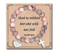 XOYOYZU Inspirational Gifts Bracelets for Women Cross Bracelets with Natural Stone Christian Bible Verse Bracelet Prayer Faith Religious Jewelry, bracelet for women, Stone, crystal