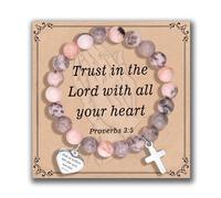 XOYOYZU Inspirational Gifts Bracelets for Women Cross Bracelets with Natural Stone Christian Bible Verse Bracelet Prayer Faith Religious Jewelry, bracelet for women, Stone, crystal