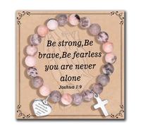 XOYOYZU Inspirational Gifts Bracelets for Women Cross Bracelets with Natural Stone Christian Bible Verse Bracelet Prayer Faith Religious Jewelry, bracelet for women, Stone, crystal