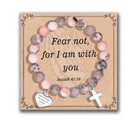 XOYOYZU Inspirational Gifts Bracelets for Women Cross Bracelets with Natural Stone Christian Bible Verse Bracelet Prayer Faith Religious Jewelry, bracelet for women, Stone, crystal