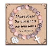 XOYOYZU Inspirational Gifts Bracelets for Women Cross Bracelets with Natural Stone Christian Bible Verse Bracelet Prayer Faith Religious Jewelry, bracelet for women, Stone, crystal