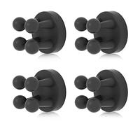 XoYoZo 4 pcs Silicone Toothbrush Holder Multi-Function Hook Waterproof self Adhesive Single Toothbrush Hook Plug Holder for Wall for Hanging Bathroom Kitchen Living Room Office (Black)