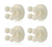 XoYoZo 4 pcs Silicone Toothbrush Holder Multi-Function Hook Waterproof self Adhesive Single Toothbrush Hook Plug Holder for Wall for Hanging Bathroom Kitchen Living Room Office (White)