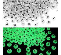 XOYTN 1200PCS Glow Acrylic Letter Beads - 7mm Round Luminous Alphabet Glow in The Dark for DIY Bracelet Necklace Jewelry Making