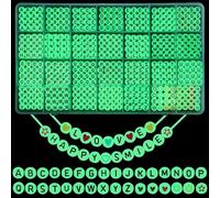 XOYTN 1400pcs Glow Acrylic Letter Beads for Bracelet Making Kit, A-Z 7mm Glow in The Dark Round Letter Beads Luminous Colorful Heart Beads for Jewelry Making Bracelets Necklaces Key Chains DIY Crafts