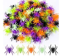 XOYTN 150Pcs Halloween Plastic Spiders，Scary Realistic Mini Halloween Multicolor Fake Spider for Prank Party Decorations Toys Trick or Treat Favours Supplies