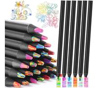 XOYTN 18PCS Rainbow Pencils,Multi Coloured Drawing Pencil Colouring Pencils Black Wooden Rainbow Pencil for Adults Kids Teenage Girls Art Drawing Sketching Party Fillers