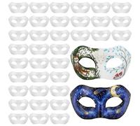 xozeooeu 36 Pcs Paper Mache Masks, Half Face Masquerade Mask DIY Art Craft Blank for Mardi Gras Halloween Cosplay Party, White