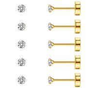 XOZEU 8MM Extra Long Post Earrings for Thick Earlobes 316L Surgical Stainless Steel Flat Back Earrings Hypoallergenic 5A Cubic Zirconia Stud Earrings for Women Men, Cubic Zirconia