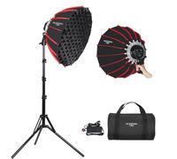 XPAISYQC 21in/55cm 60W Handheld LED Photography Parabolic Softbox with Light Stand, Grid, Quick Release and Foldable,3000-6500K for Studio or Outdoor Portrait Photography,Live Streaming,Video