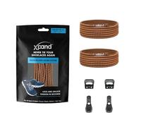 Xpand Elastic No Tie Round Shoelaces - Quick Release Tension Control - One Size Fits All Adult and Kids Shoes (Brown Reflective)