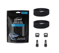 Xpand Elastic No Tie Round Shoelaces - Quick Release Tension Control - One Size Fits All Adult and Kids Shoes (Black Solid)