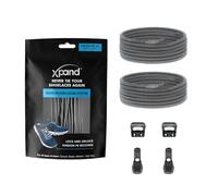 Xpand Elastic No Tie Round Shoelaces - Quick Release Tension Control - One Size Fits All Adult and Kids Shoes (Gray)
