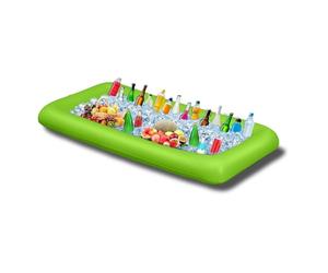 XPAPOV Large Inflatable Table Serving Beverage Ice Tray Bar, Pool Floating with Drain Plug, Perfect for Buffet Party Food & Drinks - 130x65x20cm (Green)