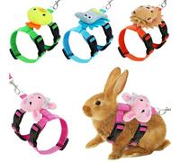 XPAPOV Set of 4 Adjustable Rabbit Harness and Leash for Small Pets, Ferret, Guinea Pig, Kitten, Puppy with Decorative Designs and Comfortable Materials