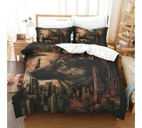 XPASHIQWC 3 Pcs 3D Print German Shepherds Quilt Cover City Night View Microfiber with Zipper Closure for Kid Teens Boys And Girls Bedroom Double(200x200cm)