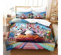 XPASHIQWC 3 Pcs 3D Print Pandas Bedding Set Hot Air Balloons with Zipper Closure Microfiber for Adults Bedroom Decoration King(220x240cm)