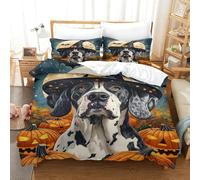 XPASHIQWC 3D Print Dalmatian Bedding Set Microfiber Moon Jack-o'-lantern With Zipper Closure Set for Kids Boys Girls Modern Bedroom Decor King（220x240cm）