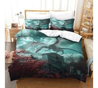 XPASHIQWC 3D Print Dragon Duvet Cover Set Moody Sky with Pillow Cases Hidden Zipper for Kid Teens Boys And Girls Modern Bedroom Decor King（220x240cm）