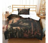 XPASHIQWC 3D Print German Shepherds Bedding Set City Night View with Hidden Zipper Microfiber for Kid Teens Boys And Girls Bedroom Dorm Decor Single(135x200cm)