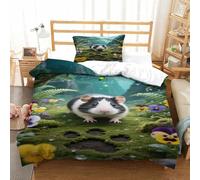 XPASHIQWC 3D Print Guinea Pig Bedding Set Forest Fern with Hidden Zipper Microfiber for Kid Teens Boys And Girls Bedroom Dorm Decor Single（135x200cm）